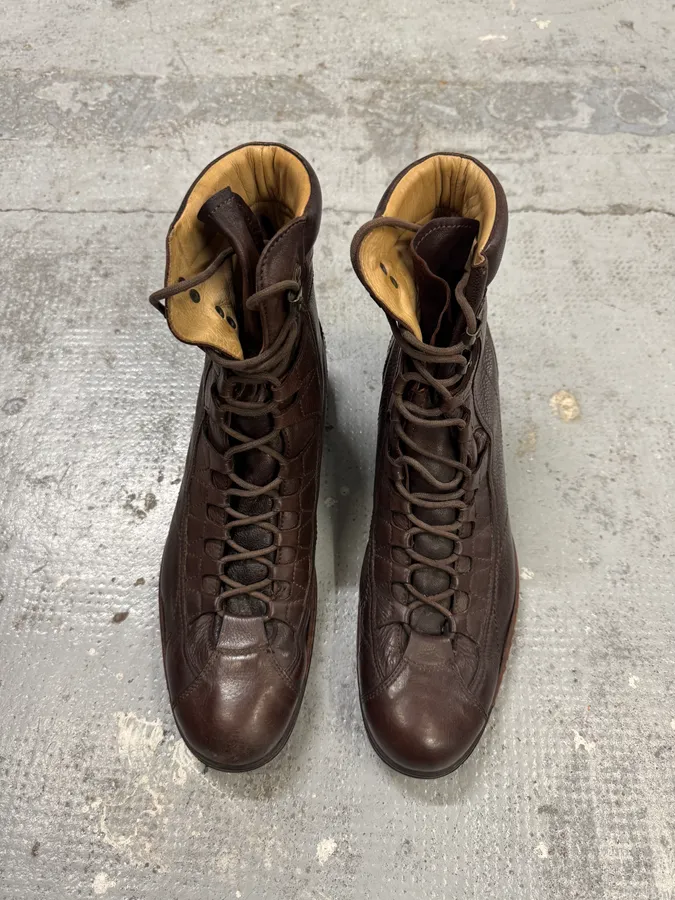 2000s Dolce & Gabbana Brown Officer Leather Boots - Image 3