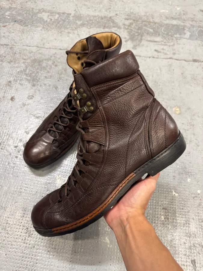 2000s Dolce & Gabbana Brown Officer Leather Boots - Image 6