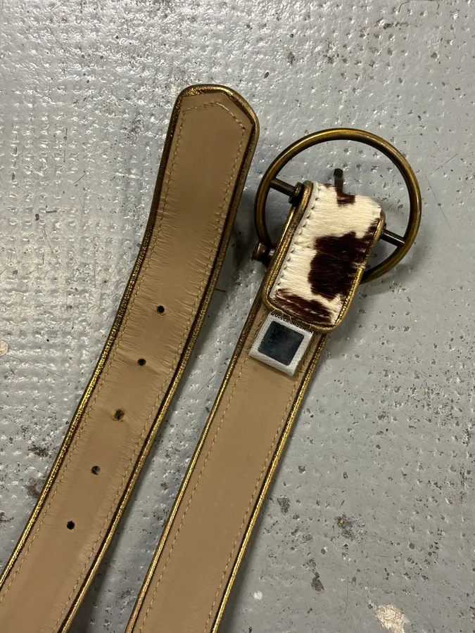 2000s Dolce & Gabbana Brown Pony Hair Leather Cowhide Belt - Image 5