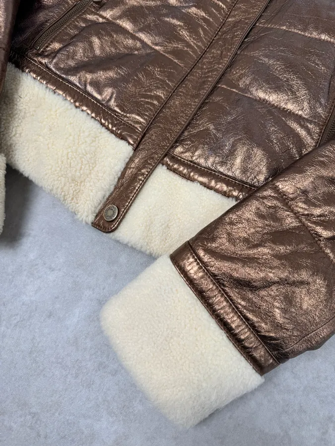 2000s Dolce & Gabbana Brown Shearling Jacket - Image 11