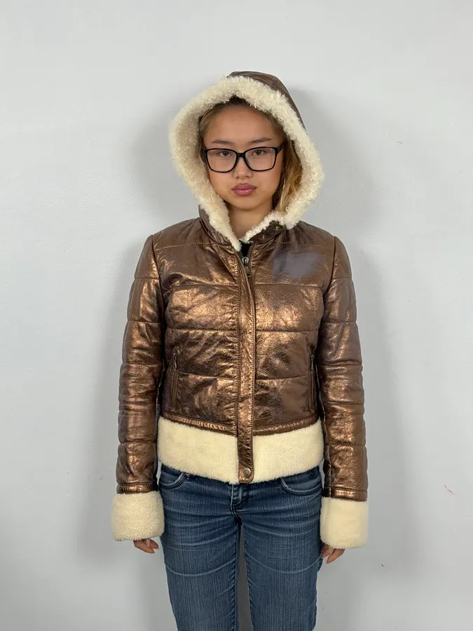 2000s Dolce & Gabbana Brown Shearling Jacket - Image 2