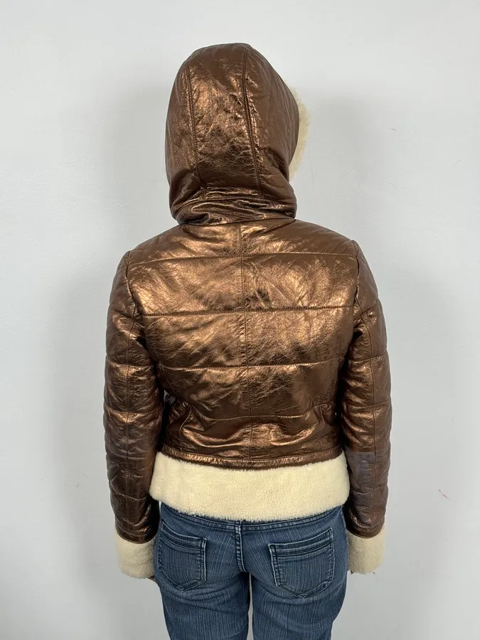 2000s Dolce & Gabbana Brown Shearling Jacket - Image 3