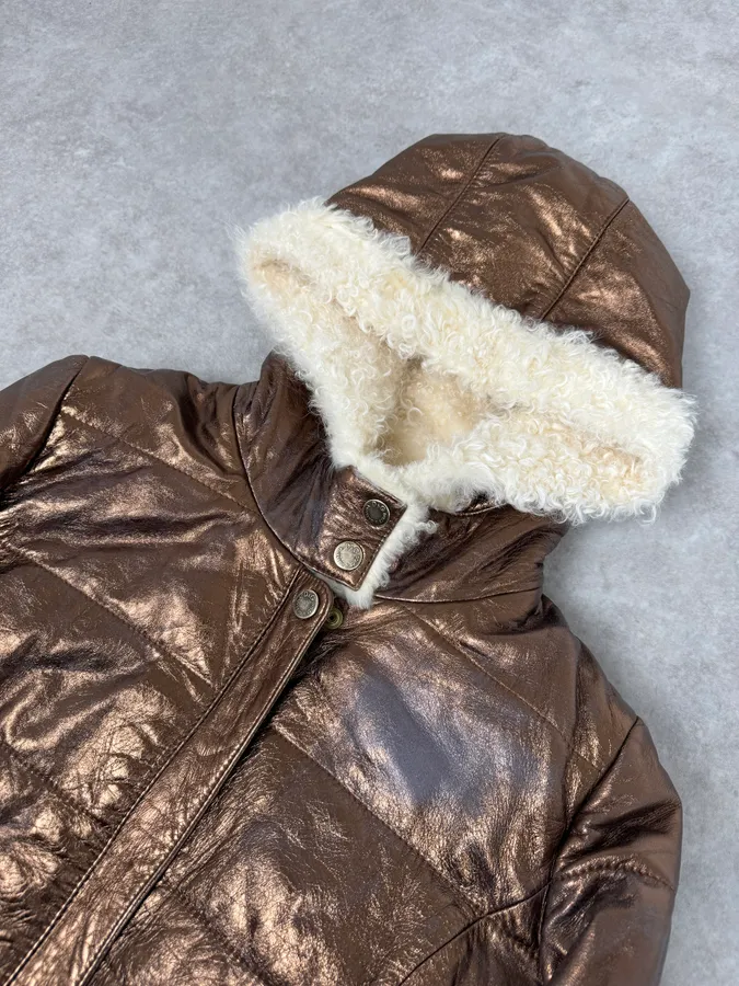 2000s Dolce & Gabbana Brown Shearling Jacket - Image 5