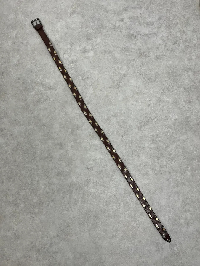 2000s Dolce & Gabbana Brown Studded Leather Belt - Image 10
