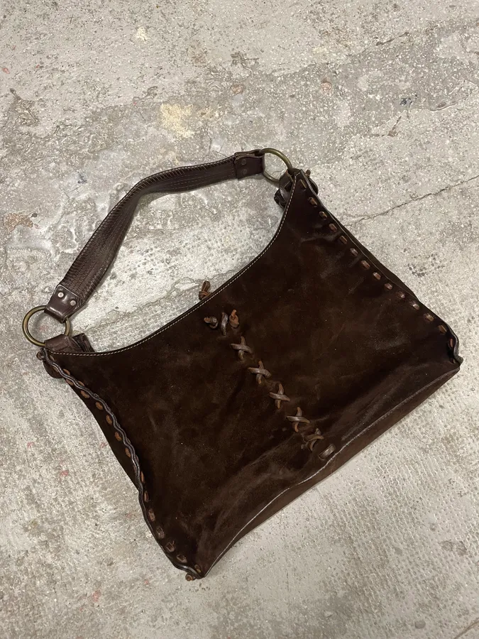 2000s Dolce & Gabbana Brown Suede Leather Bag - Image 5