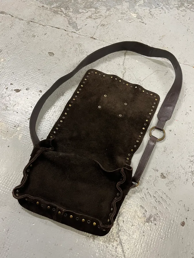 2000s Dolce & Gabbana Brown Suede Leather Shoulder Bag - Image 6