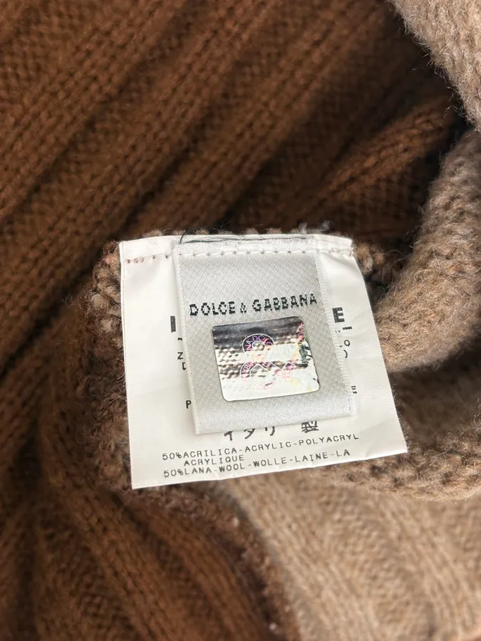 2000s Dolce & Gabbana Brown Wool & Grey Sweater - Image 9