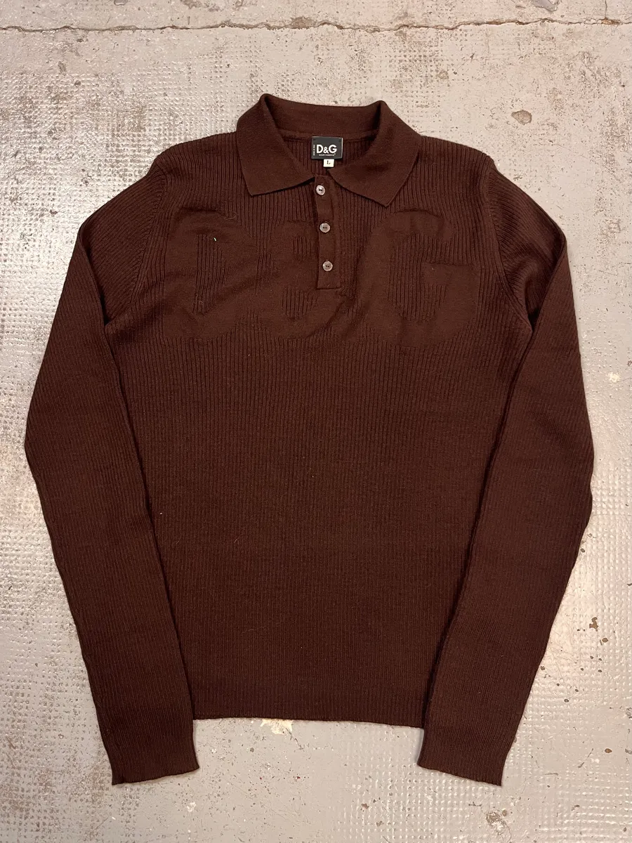 2000s Dolce & Gabbana Brown Wool Polo Longsleeves - Image 4