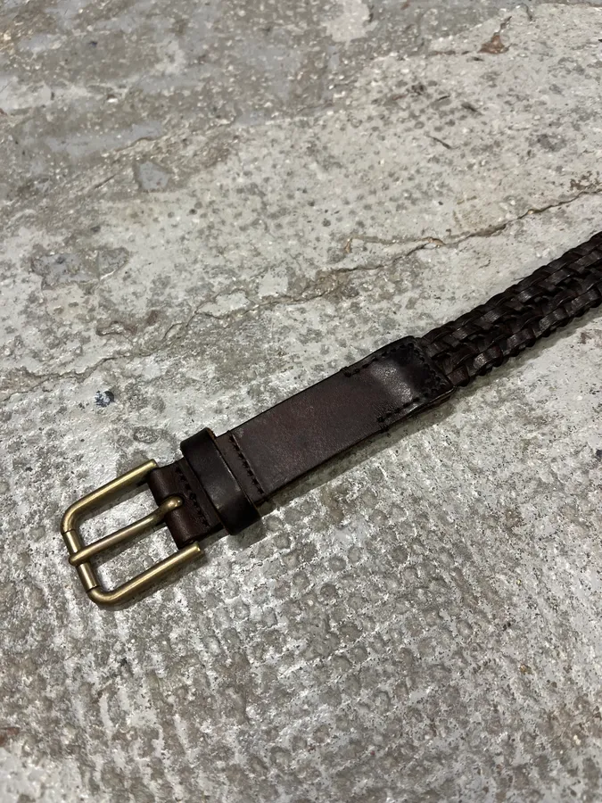 2000s Dolce & Gabbana Brown Woven Leather Belt - Image 6