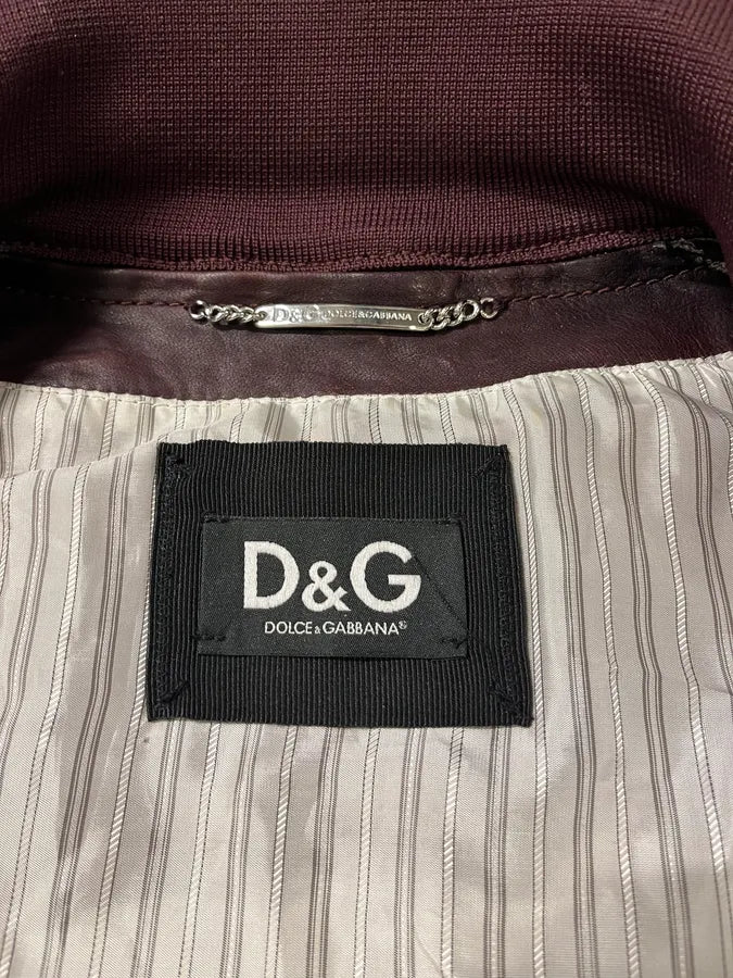 2000s Dolce & Gabbana Burgundy Button Ups Leather Rebel Jacket - Image 8
