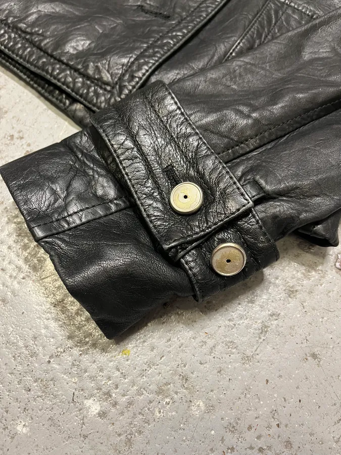 2000s Dolce & Gabbana Buttoned Black Leather Jacket - Image 10