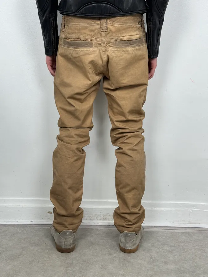2000s Dolce & Gabbana Camel Waxed Effect Pants - Image 3