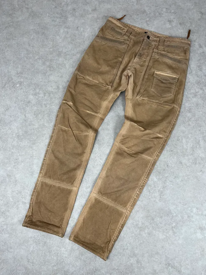 2000s Dolce & Gabbana Camel Waxed Effect Pants - Image 5