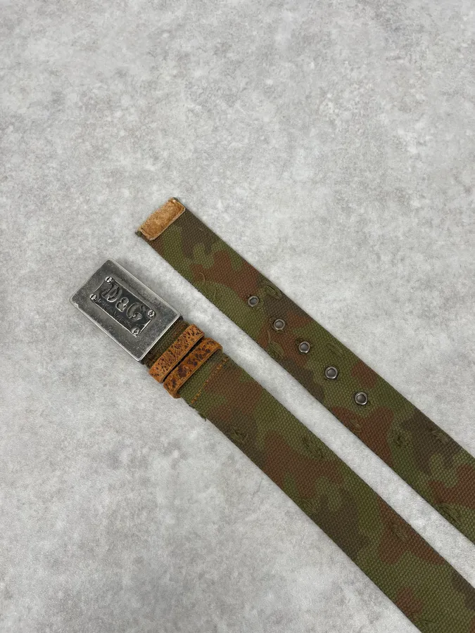 2000s Dolce & Gabbana Camo Green Canva Belt - Image 6