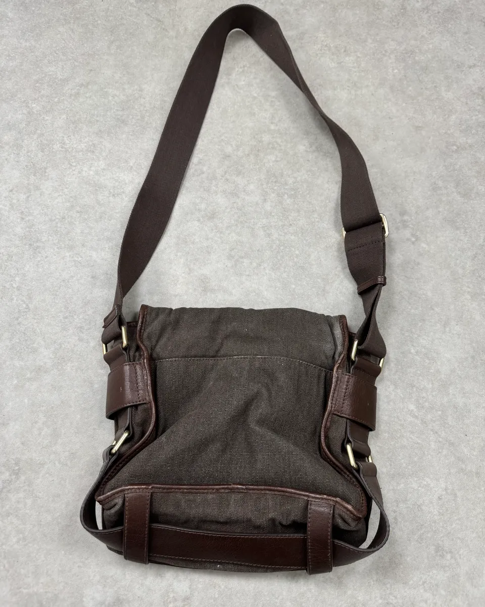 2000s Dolce & Gabbana Canvas Leather Studded Shoulder Bag - Image 9