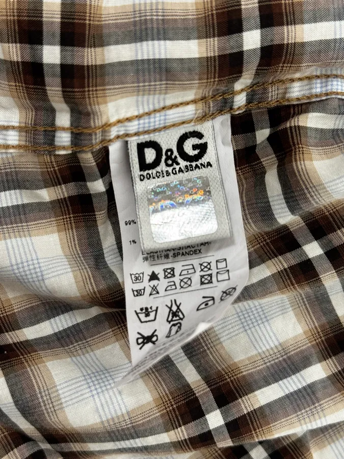 2000s Dolce & Gabbana Cargo Hybrid Checkered Brown & White Shirt - Image 12