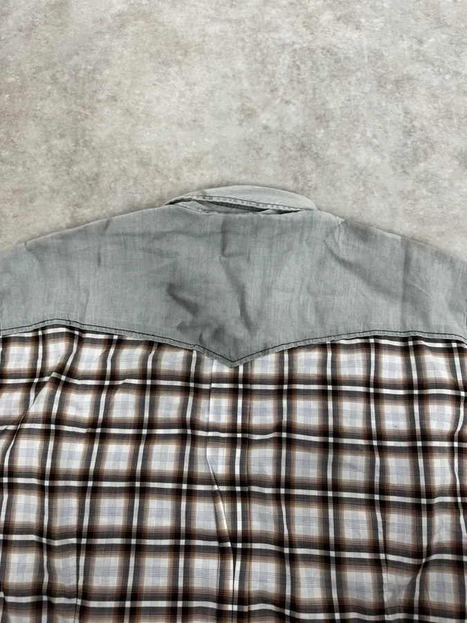 2000s Dolce & Gabbana Cargo Hybrid Checkered Brown & White Shirt - Image 9