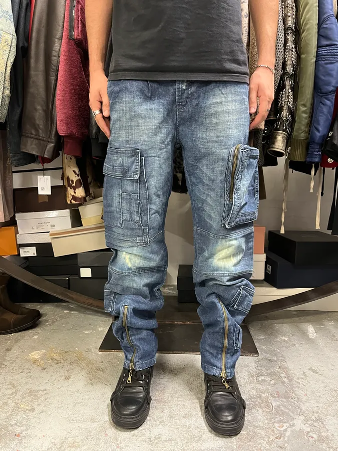 2000s Dolce & Gabbana Cargo Navy Zip Denim Jeans