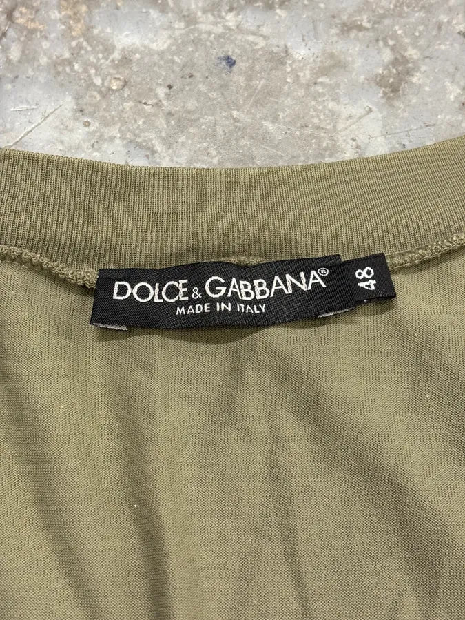 2000s Dolce & Gabbana Censored Khaki Tank Top - Image 8