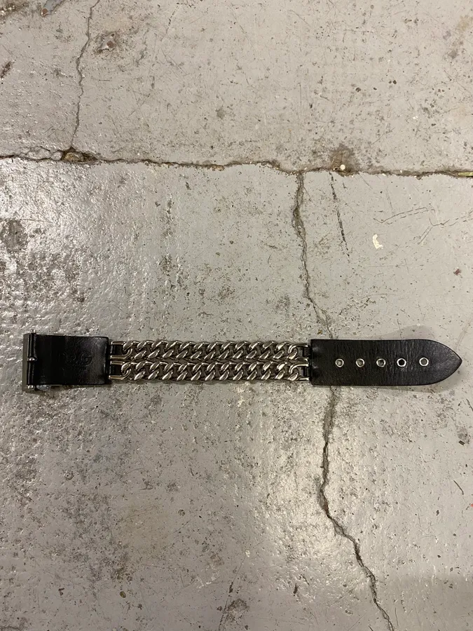 2000s Dolce & Gabbana Chain Leather Bracelet - Image 2