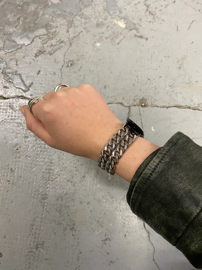 2000s Dolce & Gabbana Chain Leather Bracelet - Image 3