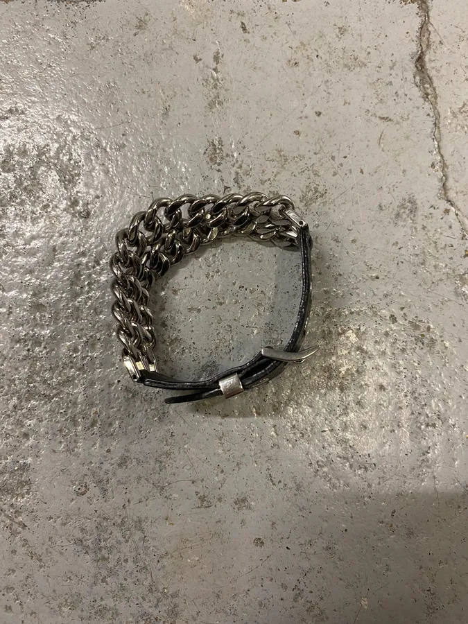 2000s Dolce & Gabbana Chain Leather Bracelet - Image 4