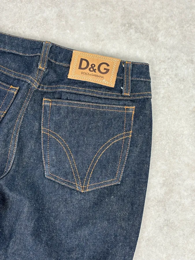 2000s Dolce & Gabbana Cognac Suede Two-Tone Contrast Panel Jeans - Image 8