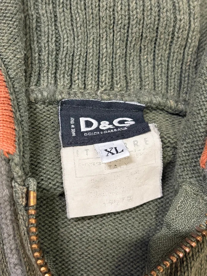 2000s Dolce & Gabbana Combat Khaki Zip-Up Hoodie - Image 10