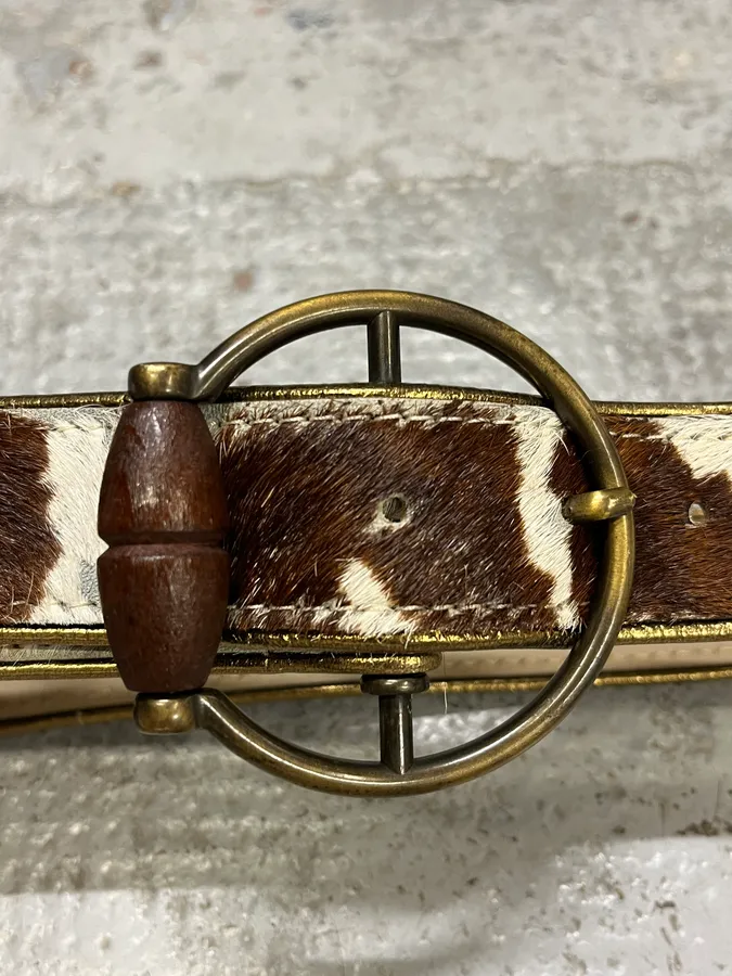 2000s Dolce & Gabbana Cow Fur Leather Belt - Image 5