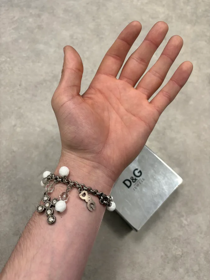2000s Dolce & Gabbana Cross Charm Bracelet - Image 2