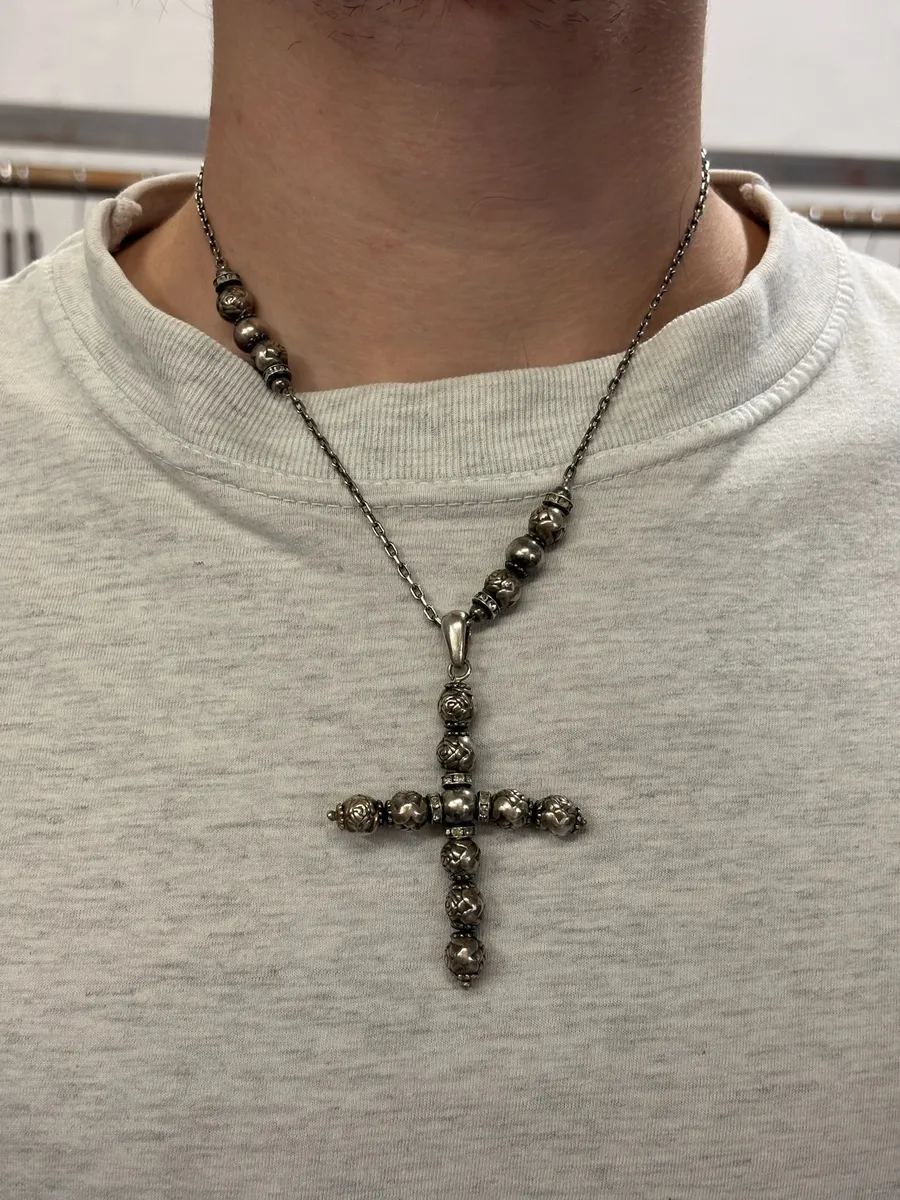 2000s Dolce & Gabbana Cross Earth Bullet Necklace - Image 3
