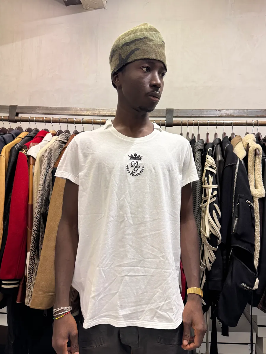 2000s Dolce & Gabbana Crown DG Logo White T-Shirt - Image 2