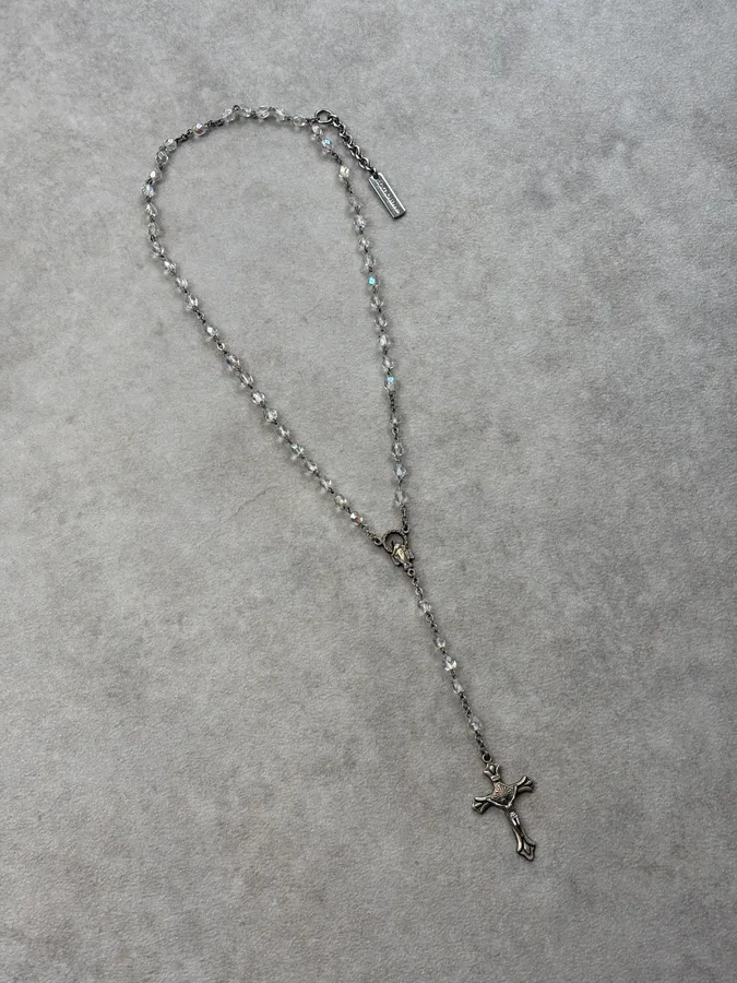 2000s Dolce & Gabbana Crystal Trompe Loeil Beaded Rosary Necklace - Image 3