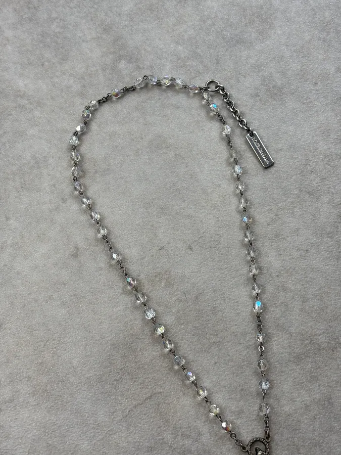 2000s Dolce & Gabbana Crystal Trompe Loeil Beaded Rosary Necklace - Image 4