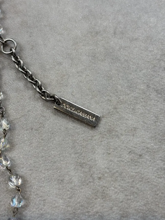 2000s Dolce & Gabbana Crystal Trompe Loeil Beaded Rosary Necklace - Image 8