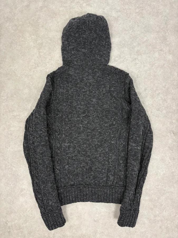 2000s Dolce & Gabbana Dark Grey Wool Knit Hoodie - Image 6