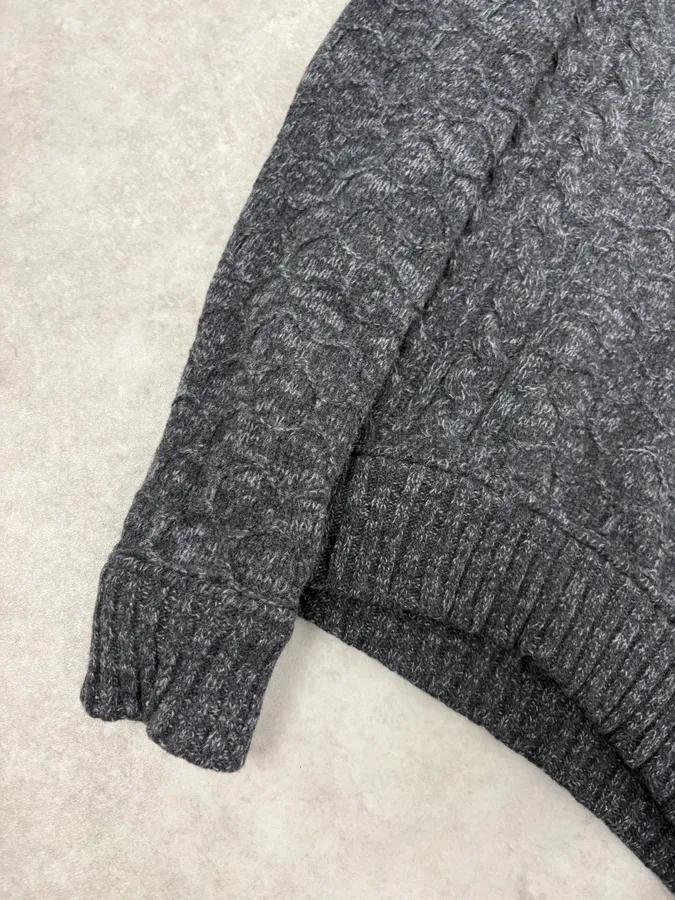 2000s Dolce & Gabbana Dark Grey Wool Knit Hoodie - Image 7