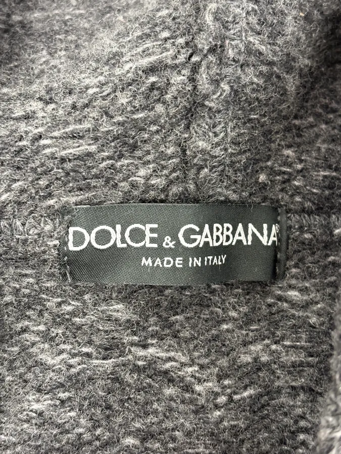 2000s Dolce & Gabbana Dark Grey Wool Knit Hoodie - Image 8