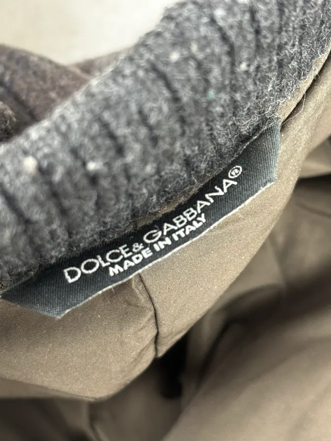 2000s Dolce & Gabbana Dark Grey Wool Shattered Bomber Jacket - Image 12