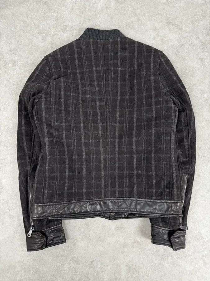2000s Dolce & Gabbana Dark Grey Wool Shattered Bomber Jacket - Image 4