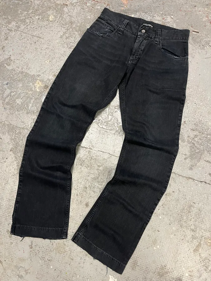 2000s Dolce & Gabbana Dark Obscure Grey Denim Jeans - Image 5