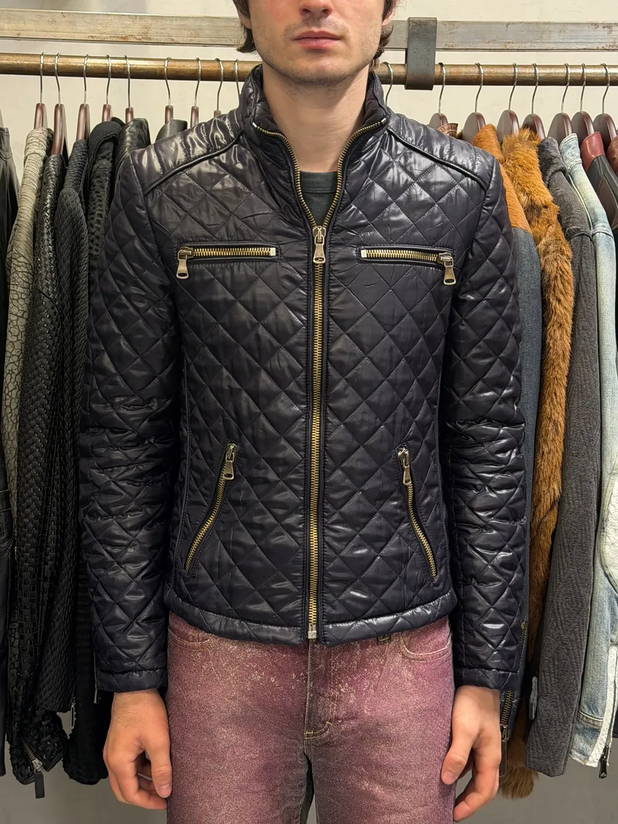2000s Dolce & Gabbana Dark Purple Nylon Quilted Jacket - Image 2