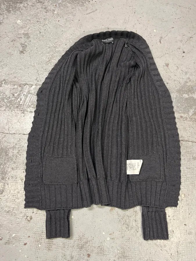 2000s Dolce & Gabbana Dark Wool Cardigan Sweater - Image 7