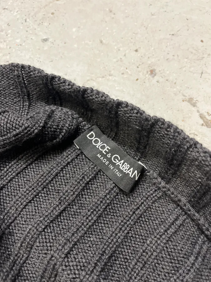 2000s Dolce & Gabbana Dark Wool Cardigan Sweater - Image 8