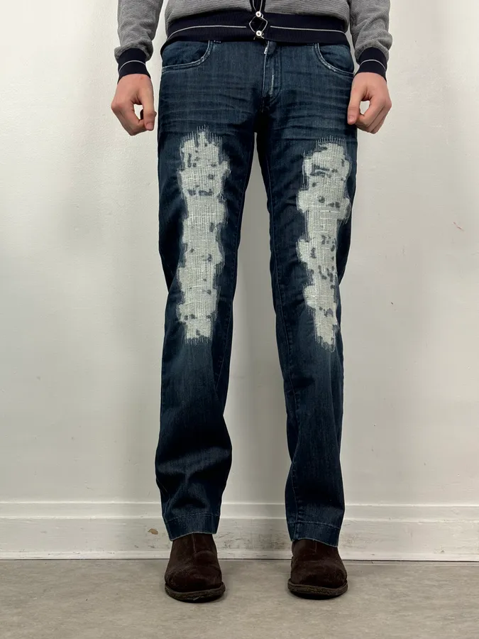 2000s Dolce & Gabbana Destroyed Blue Denim Jeans - Image 2
