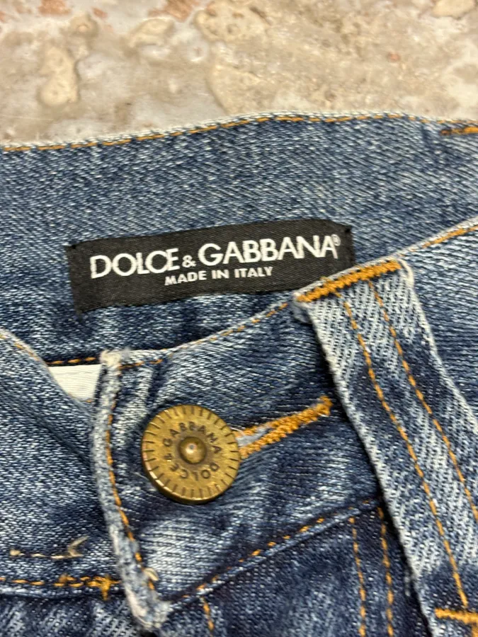 2000s Dolce & Gabbana Destroyed Blue Denim Jeans - Image 10