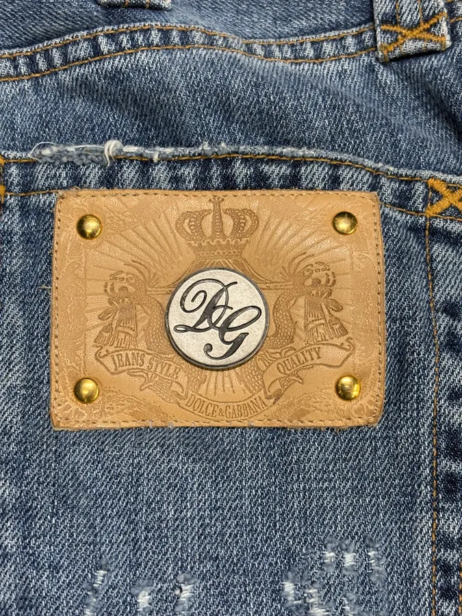 2000s Dolce & Gabbana Destroyed Blue Denim Jeans - Image 8