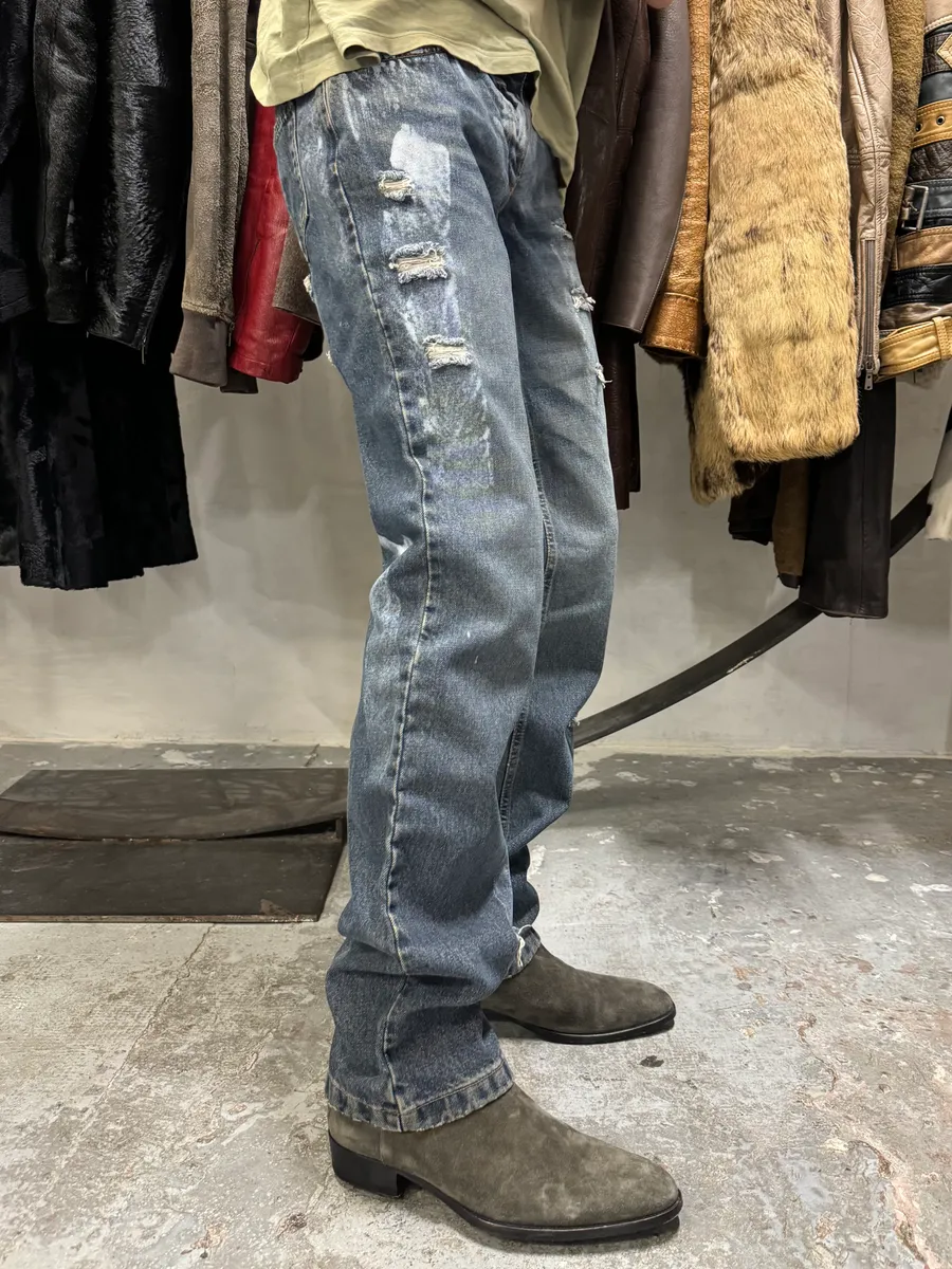 2000s Dolce & Gabbana Destroyed Blue Denim Jeans - Image 3