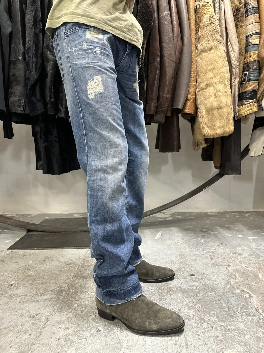 2000s Dolce & Gabbana Destroyed Faded Denim Jeans - Image 3