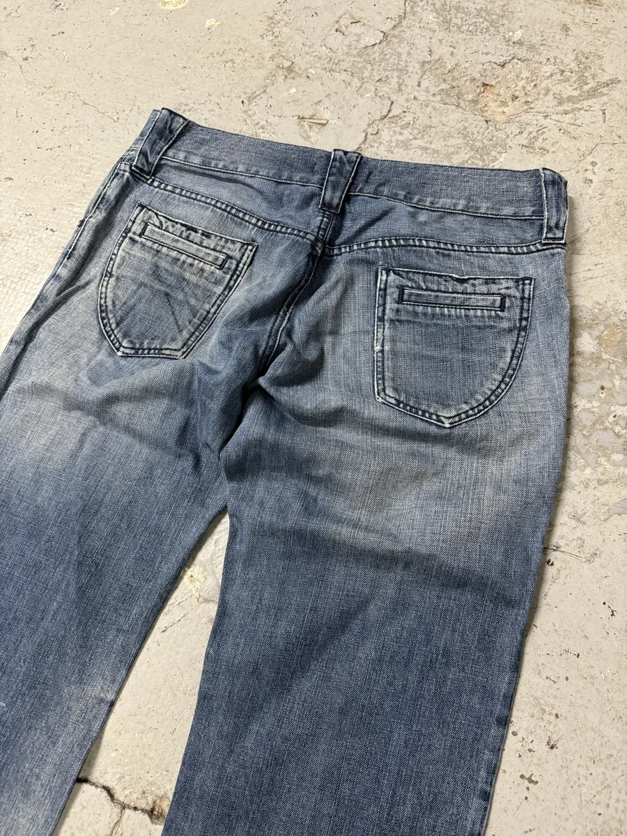 2000s Dolce & Gabbana Destroyed Faded Denim Jeans - Image 6